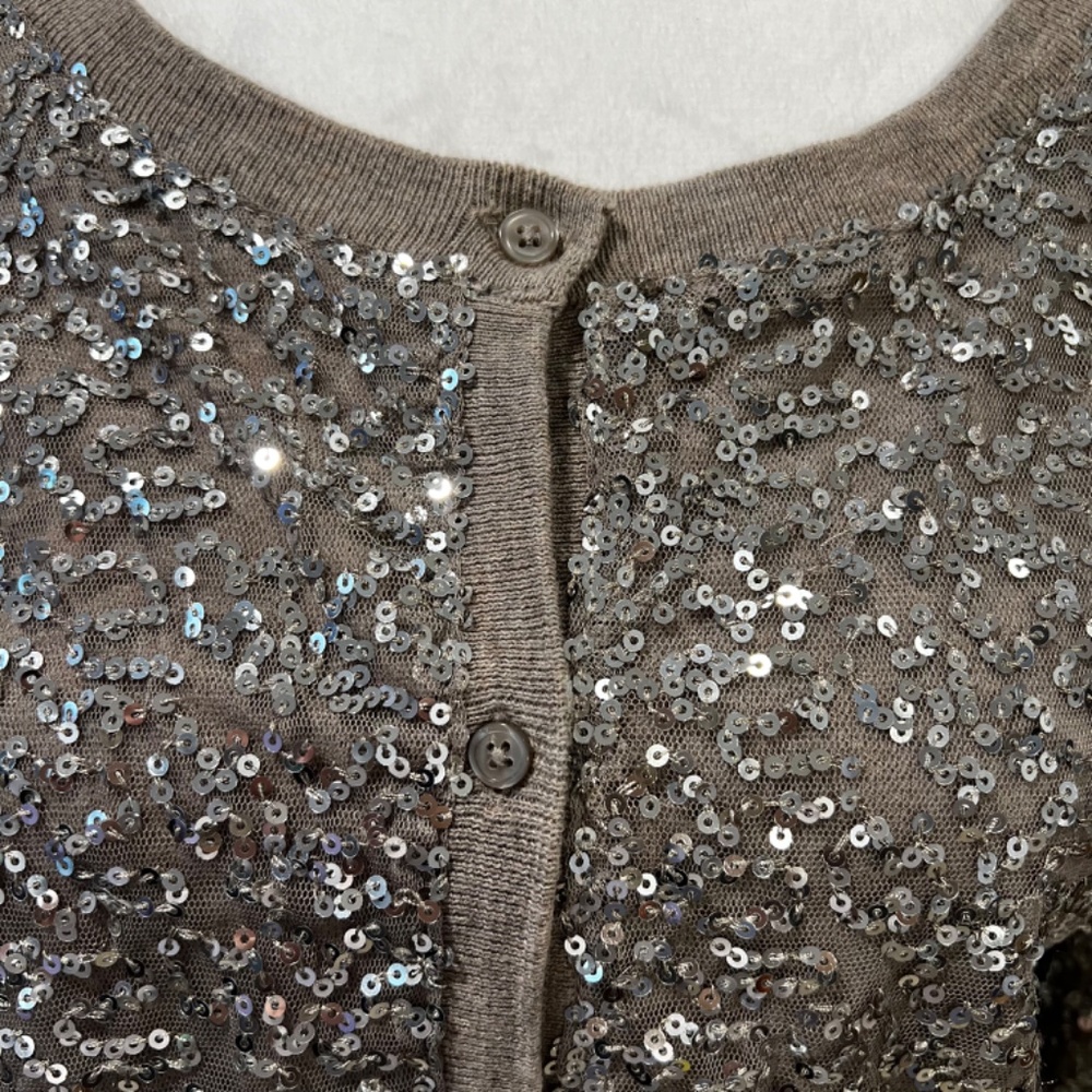 American Eagle Sequined Light Brown Cardigan Size… - image 2